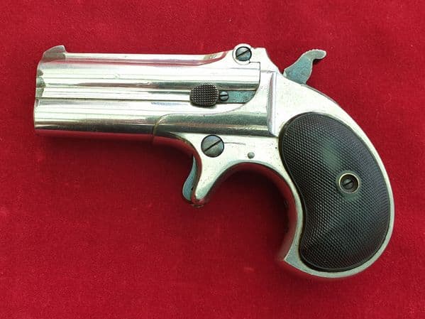 A fine Remington .41 rimfire double barrell nickel plated Derringer for sale, C 1885. Ref 1911